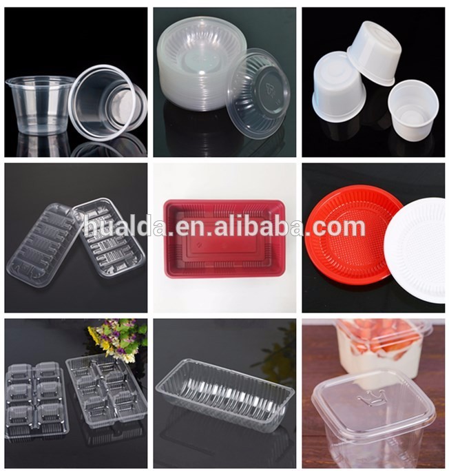 Popular disposable baking cake folding tray food container moulding forming machine
