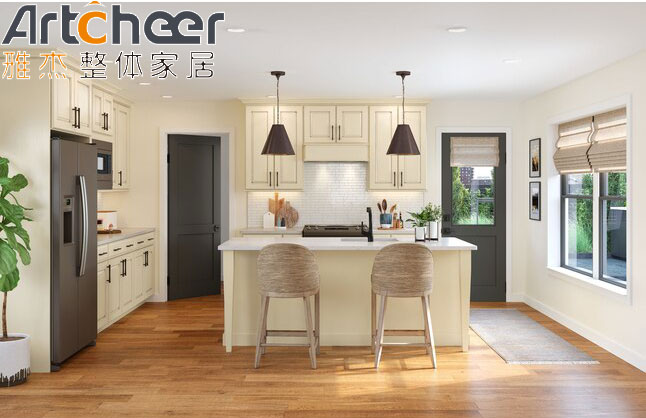 Skinny Shaker Cabinets in Oak Color Made of Solid Birch Wood for Customized Kitchen Design