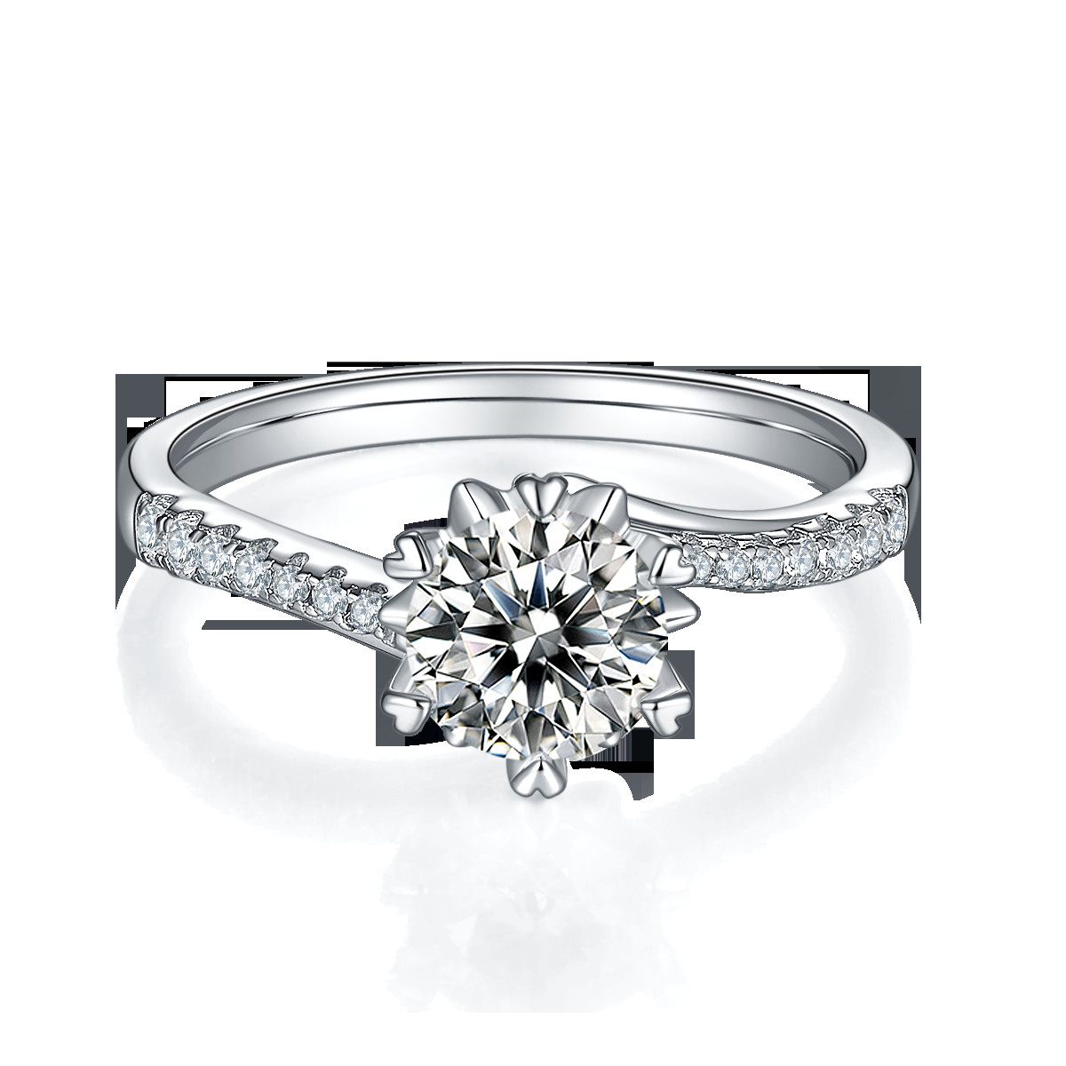 925 Sterling Silver Jewelry Diamond Moissanite Engagement Rings Round Shaped Dainty Band Ring