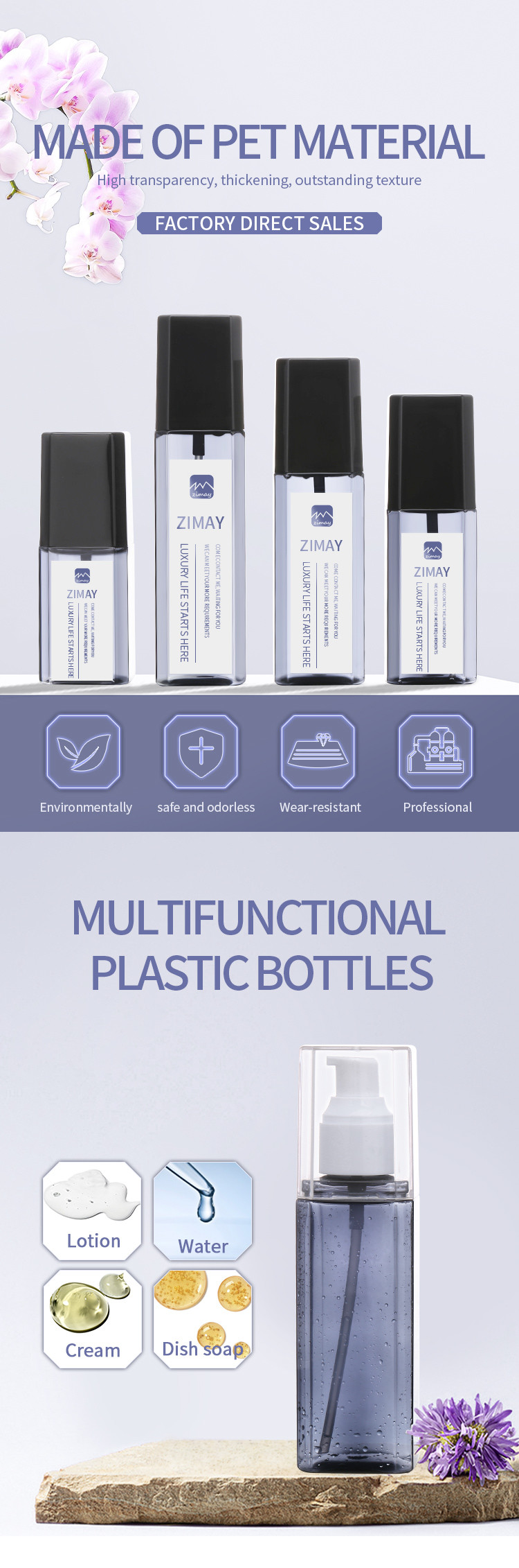 Hot Stamping Cosmetic Spray Bottle 100ml Capacity 42mm Diameter Eco Friendly