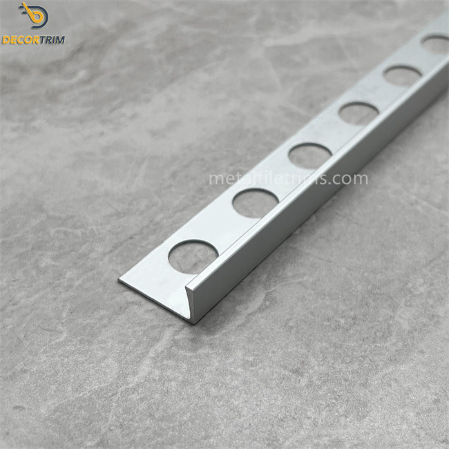 Tile Finishing Trim Tile Edge Trim Strip Customized Punching Silver Color