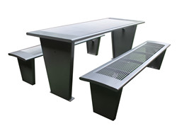 Rectangular Outdoor Table Benches With Hot Dip Galvanized Powder Coated