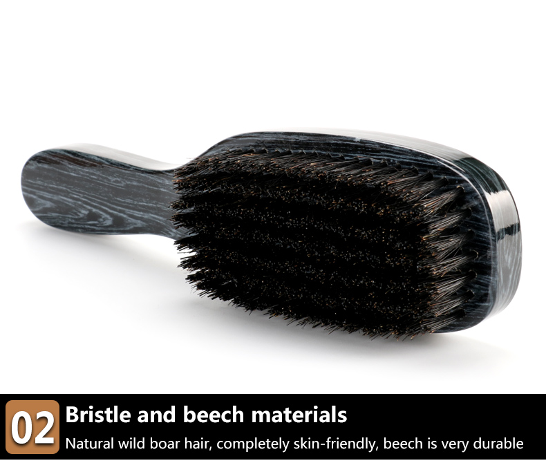 360 Soft Boar Bristle Brush For Men Marbling Beech Long Handle