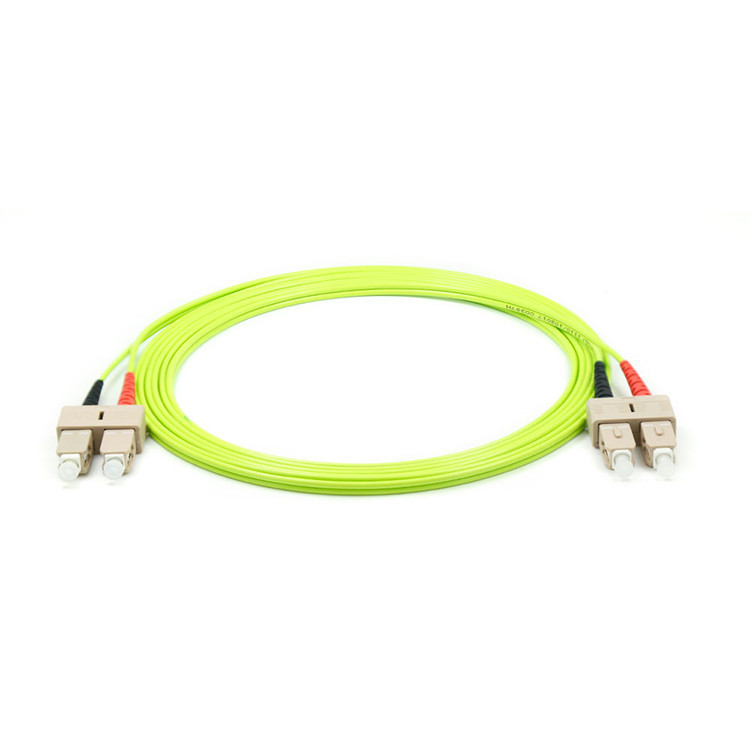 SC UPC To SC UPC Fiber Optic Patch Cable Duplex Multimode Lime Green OM5 Durable