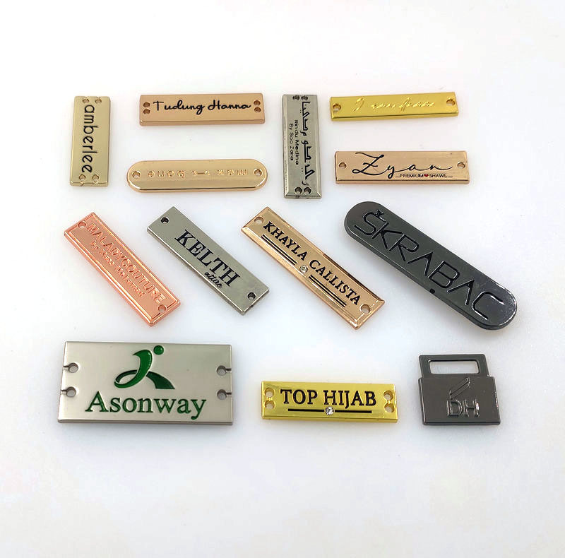 Clothing Handbag Metal Tags Durable Logo Labels Silver Fadeless