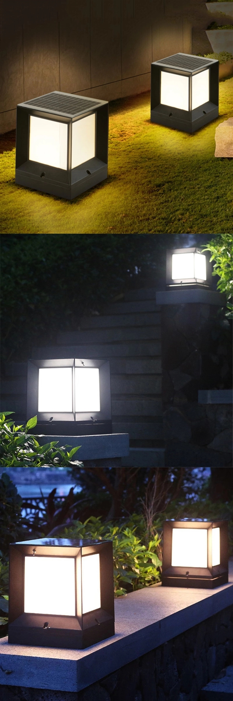 IP67 Aluminum Energy Saving Solar Powered Pillar Lights 6V 2W With Remote Control