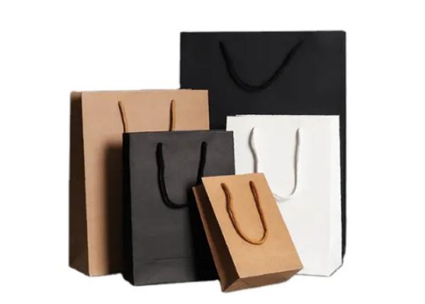 Luxury Custom Printed Your Own Logo White Brown Craft Shopping Paper Bag With