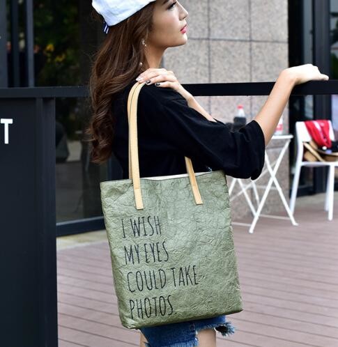 Cheap Lightweight Cheap Brown Custom Made Print Logo Water-proof Tyvek Paper Tote Shopping Bageco reusable promotion gif