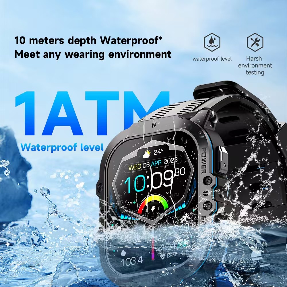 Super Amoled Display Smartwatch BT Call 1ATM Waterproof Large Memory Smart Watch C26