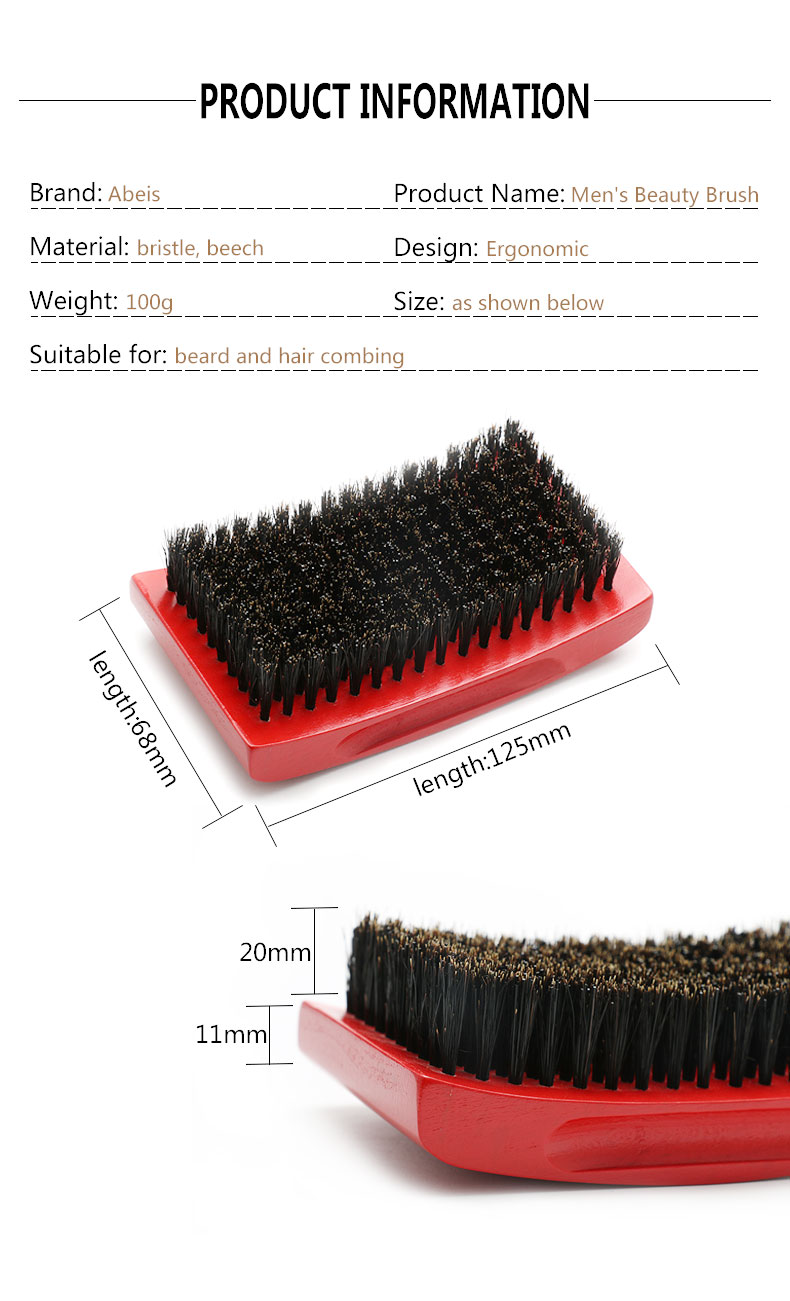 Square 360 Wave Brush Customized Logo Beach Wood Handle Boar Bristle Brush