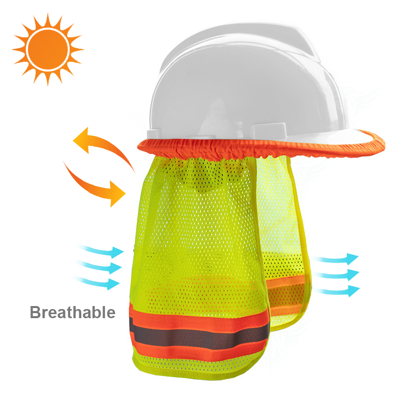 Reflective Sunshade Neck Protector for Outdoor Hardhat Unisex Polyester Mesh Material