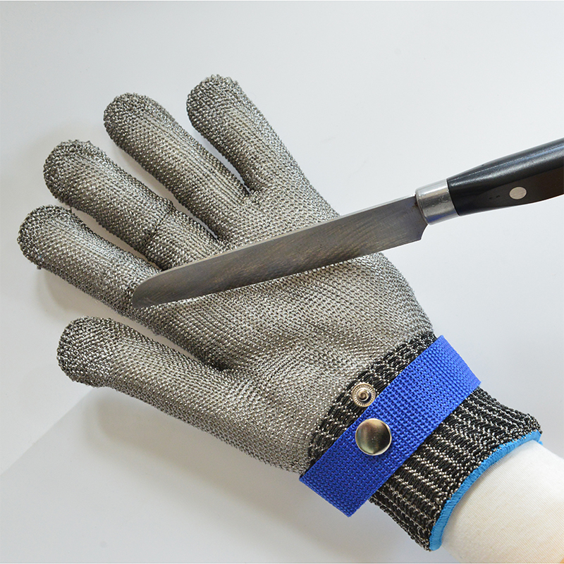 CE/ANSI Certified Stainless Steel Mesh Cut-Resistant Gloves for Level 5 and A6 Protection