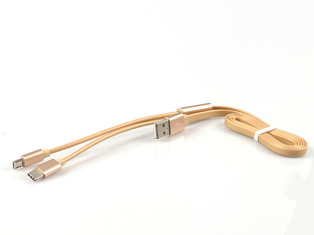 More popular safe charging type C 8pin 2 in 1 usb cable for smartphone