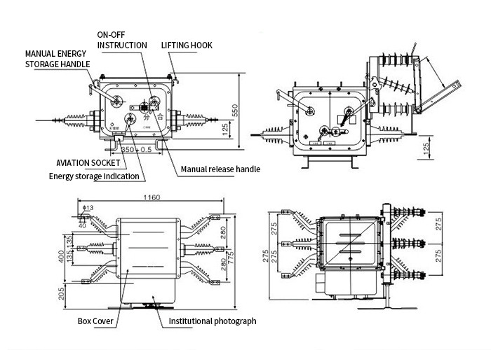 Outdoor Column 12KV Manual Circuit Breaker High Voltage 10000 Times Mechanical Life