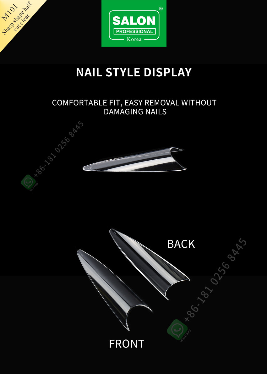 Sharp Drops Shape Half Cut False Nail French Style Artificial Nail with ABS Fake Nail