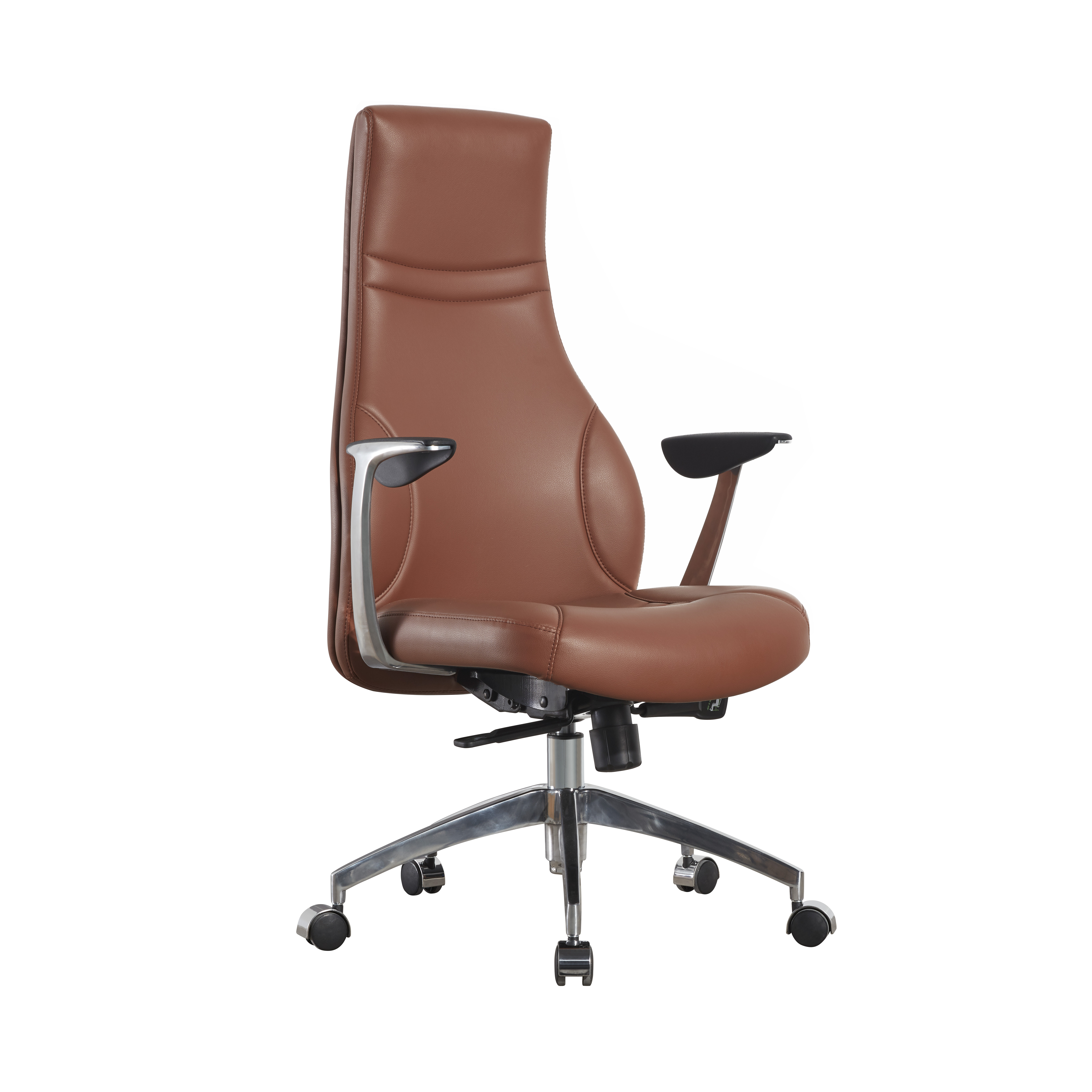 Leather Swivel Modern Executive Chairs Synthetic Ergonomics 4D Padding For School