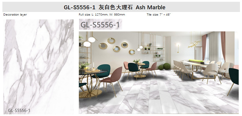 12x24'' Luxury Marble Vinyl Flooring Environmental Friendly Non Corrosive Resilient Ash GKBM Greenpy GL-S5556-1