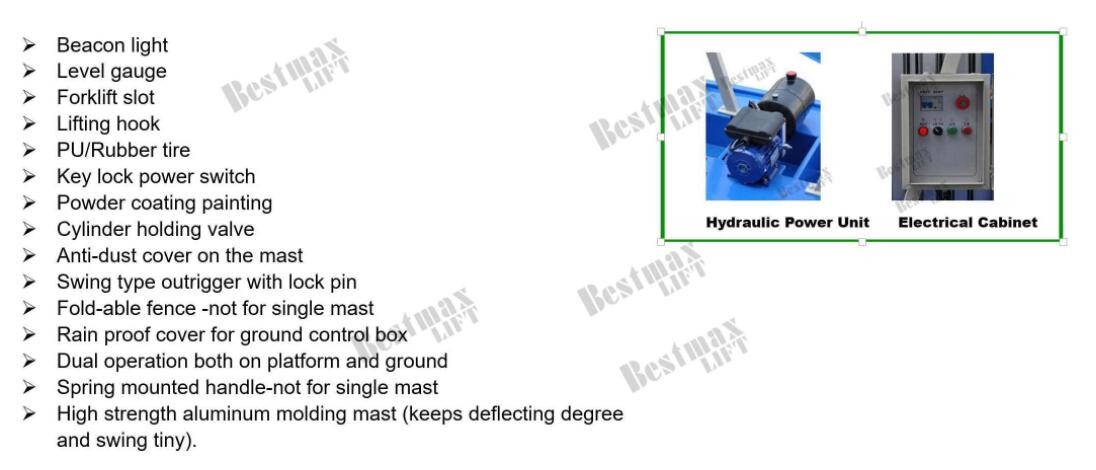 8 Meters Single Mast Vertical Lifting Platform 130kg Load Easy Moving