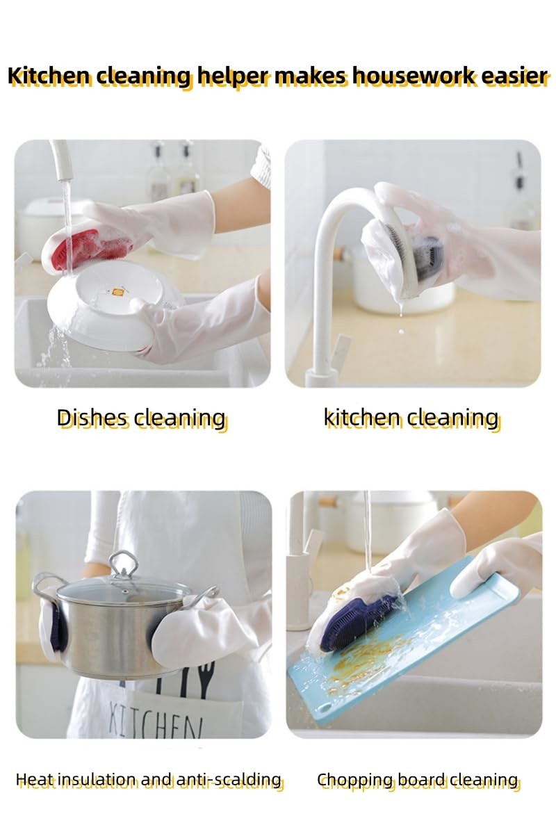 Silicone Dish Washing Gloves Reusable Cleaning Gloves Silicone Scrubber Gloves For Household, Bathroom Pet Bathing Cars