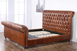 Buy cheap Real Cowhide Tufted Headboard Genuine Leather Bed 165cm Length product