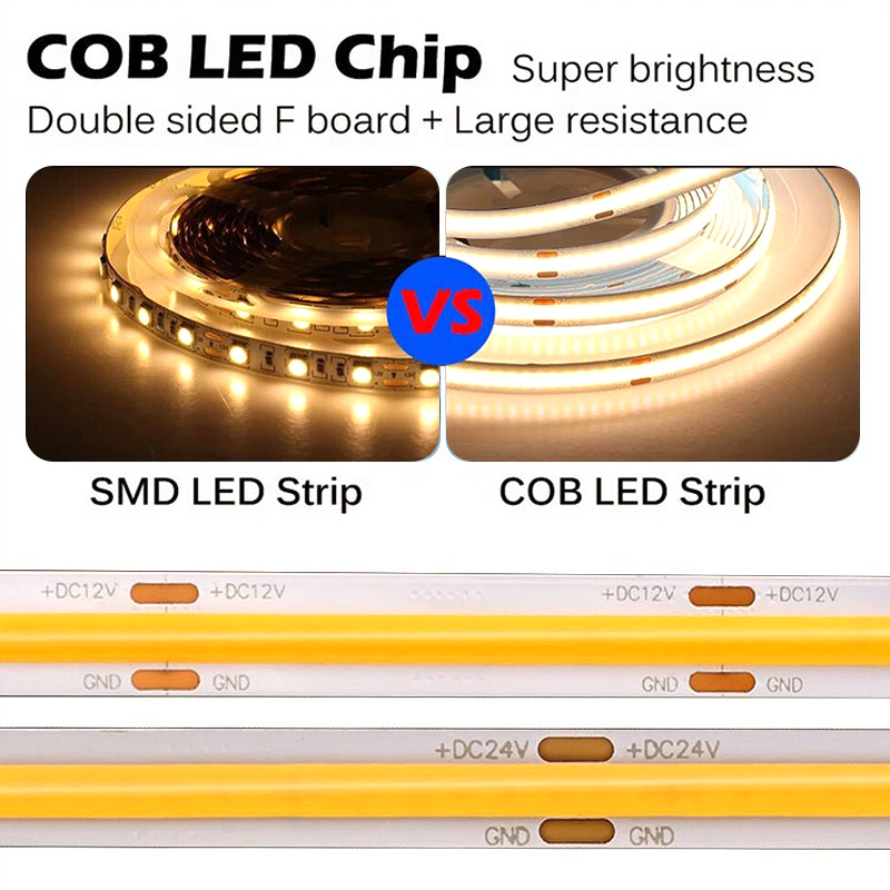 Dimmable LED COB Strip Light High Density Flexible Single Color