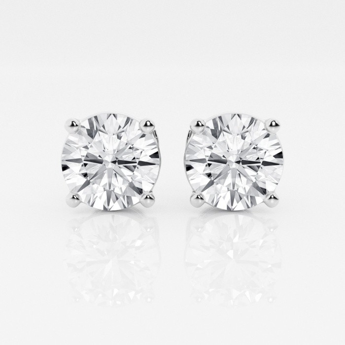 4 Claws Earrings AU750 CVD DEF VS VVS Round Lab Grown Synthetic Diamonds IGI Certified
