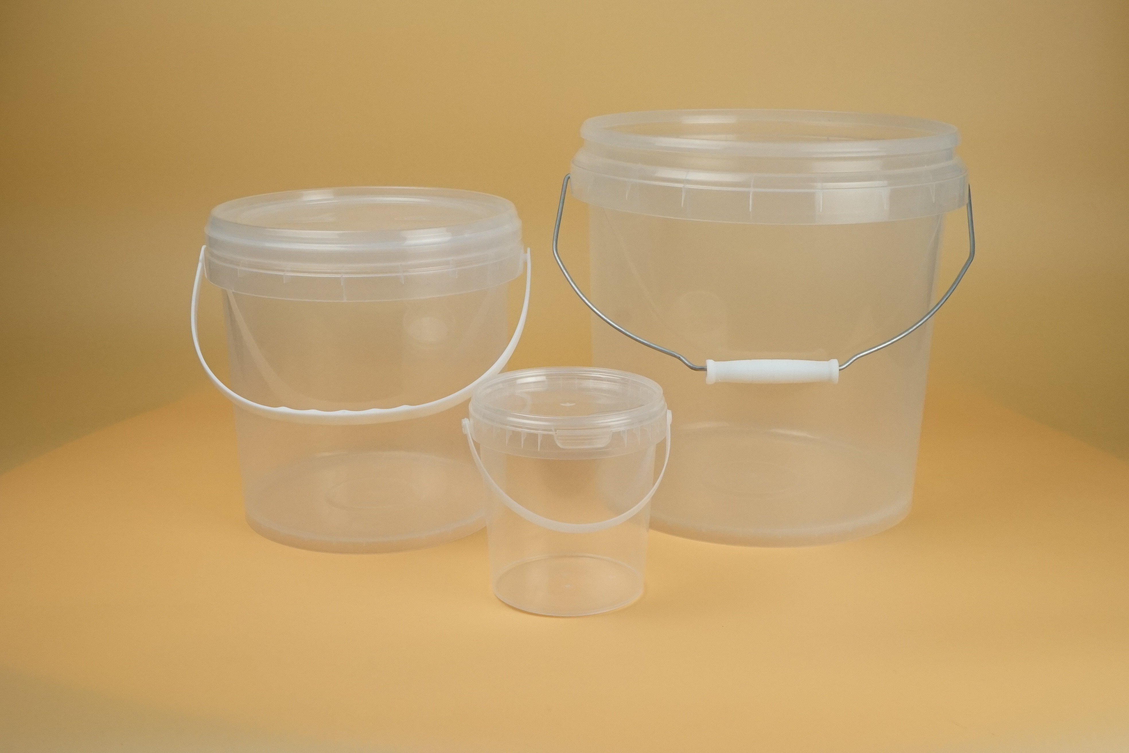 1L 5L 10L Transparent Plastic Packaging Bucket Customized With Lid And Handle