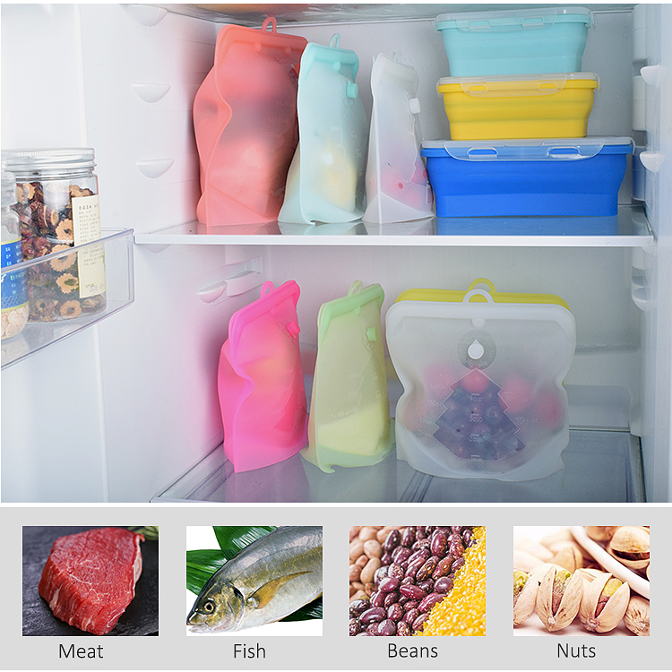 1.5L Sandwich Preservation Silicone Food Pouches Reusable Food Storage Bags