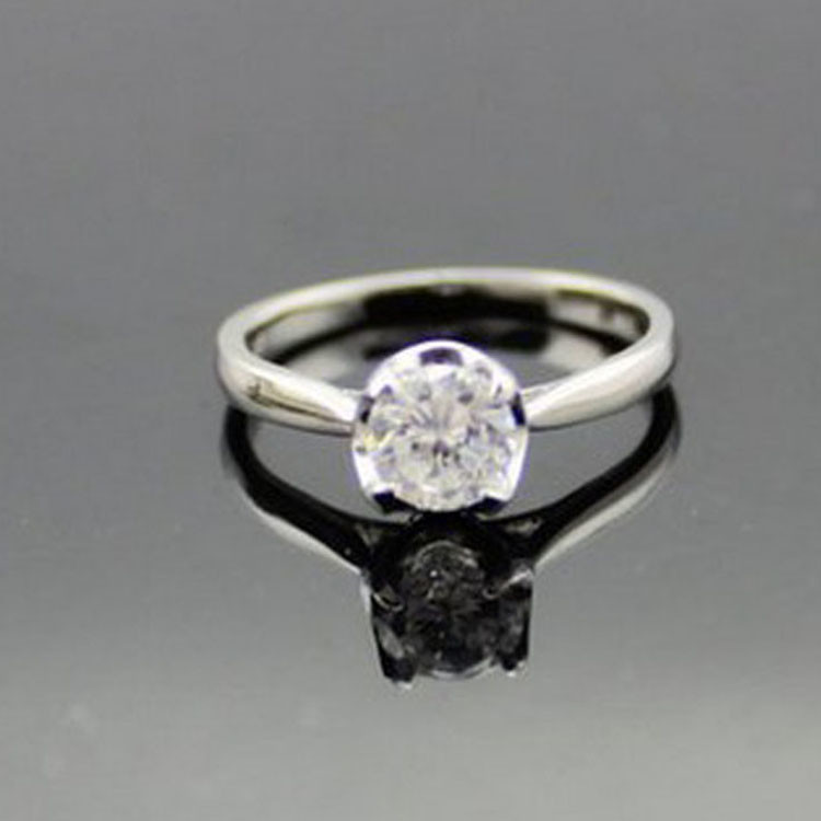 Women 925 Silver Jewelry 5mm Round Blue Topaz Cubic Zircon Ring(R258)