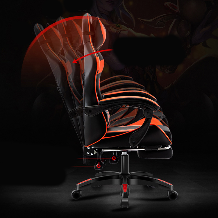 Ergonomic Black Gaming Chair with Footrest and BIFMA Passed Class 4 Chrome Gaslift