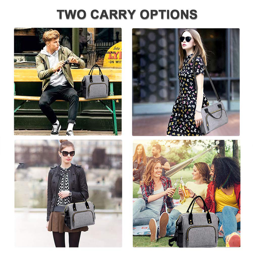Insulated Lunch Bag with Detachable Shoulder Strap & Carry Handle