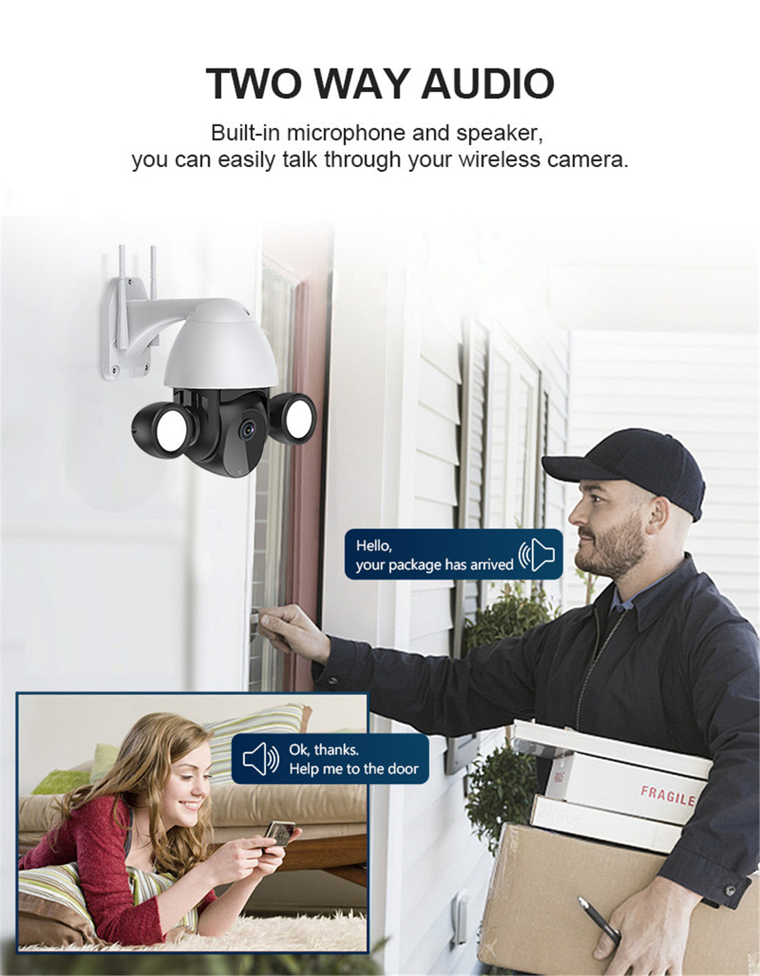Unistone 2/3MP WIFI Floodlight Speed Dome with AI Human Detection(US-SDO2202FL)