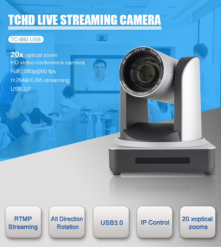 Zoom 1080P USB3.0 Mini Size CCTV PTZ IP Streaming Camera With Wide Angle Lens