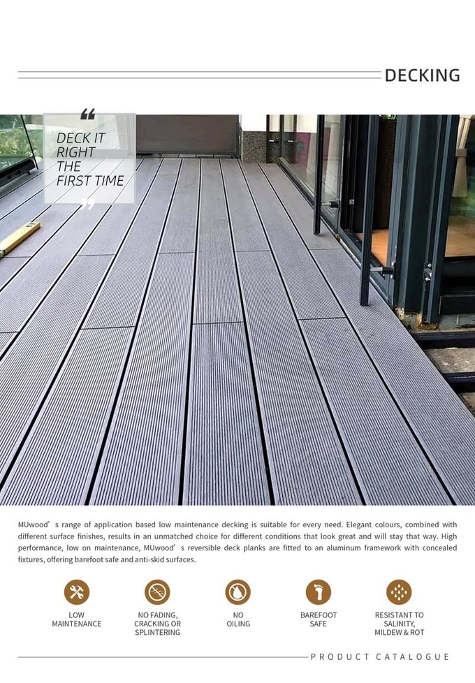 Safety WPC Decking Panel Low Maintenance Anti Slip Composite Decking Board