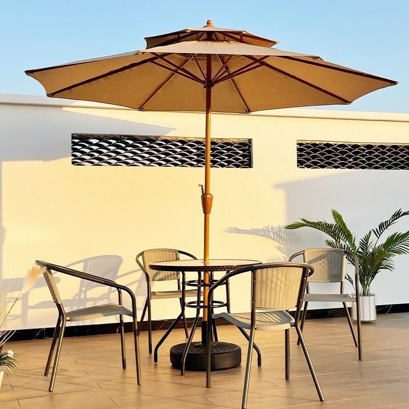 Mail Packing Outdoor Garden Patio Aluminum Umbrella with Wooden Appearance