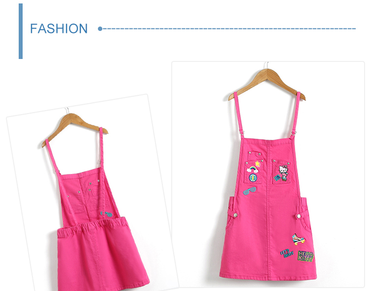 Stretchable Waist Summer Peach Overalls Skirts Sleeveless For 8-16 Years Girls