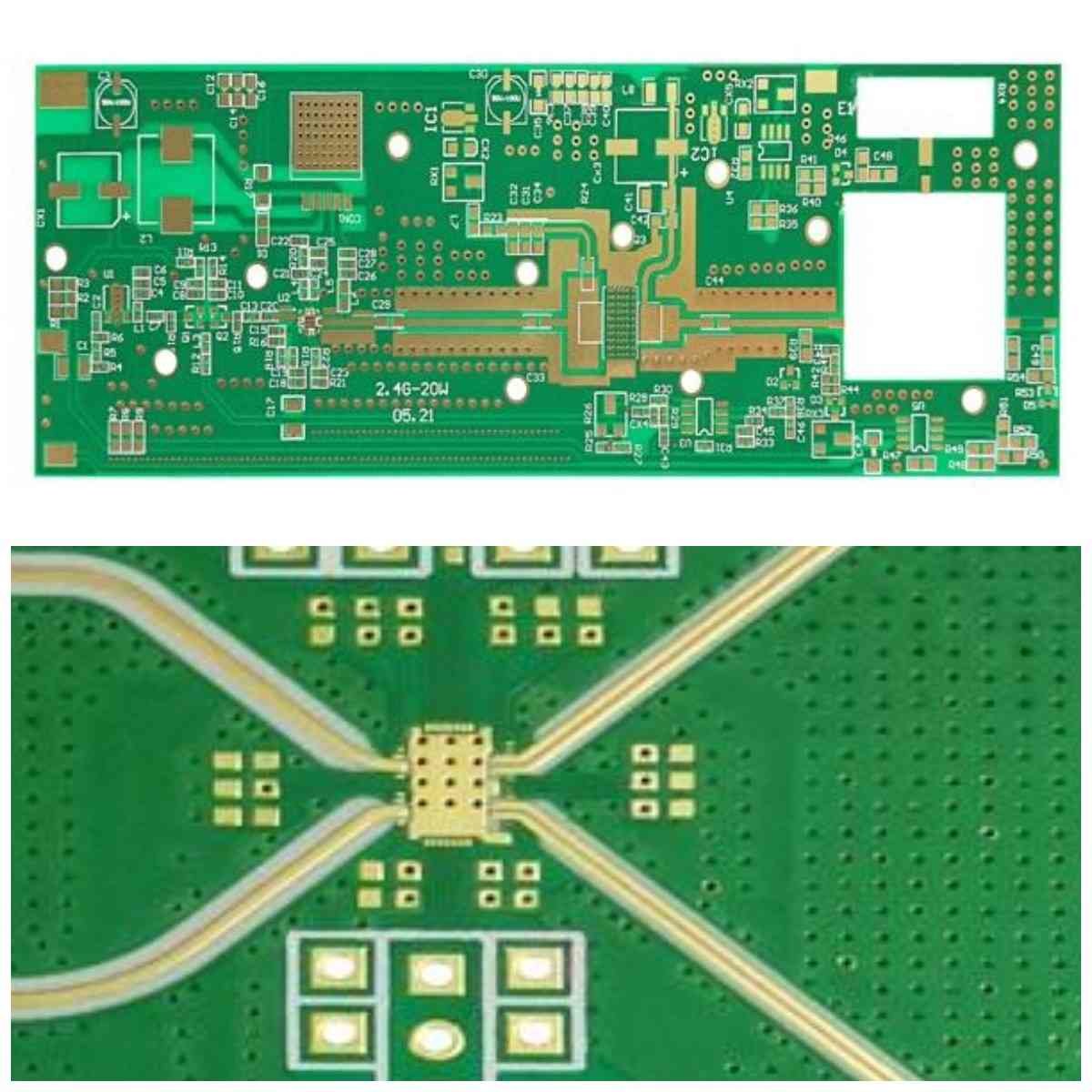 Green Solder Mask High Frequency Circuit Board ARLON FR4 2.0mm 2oz
