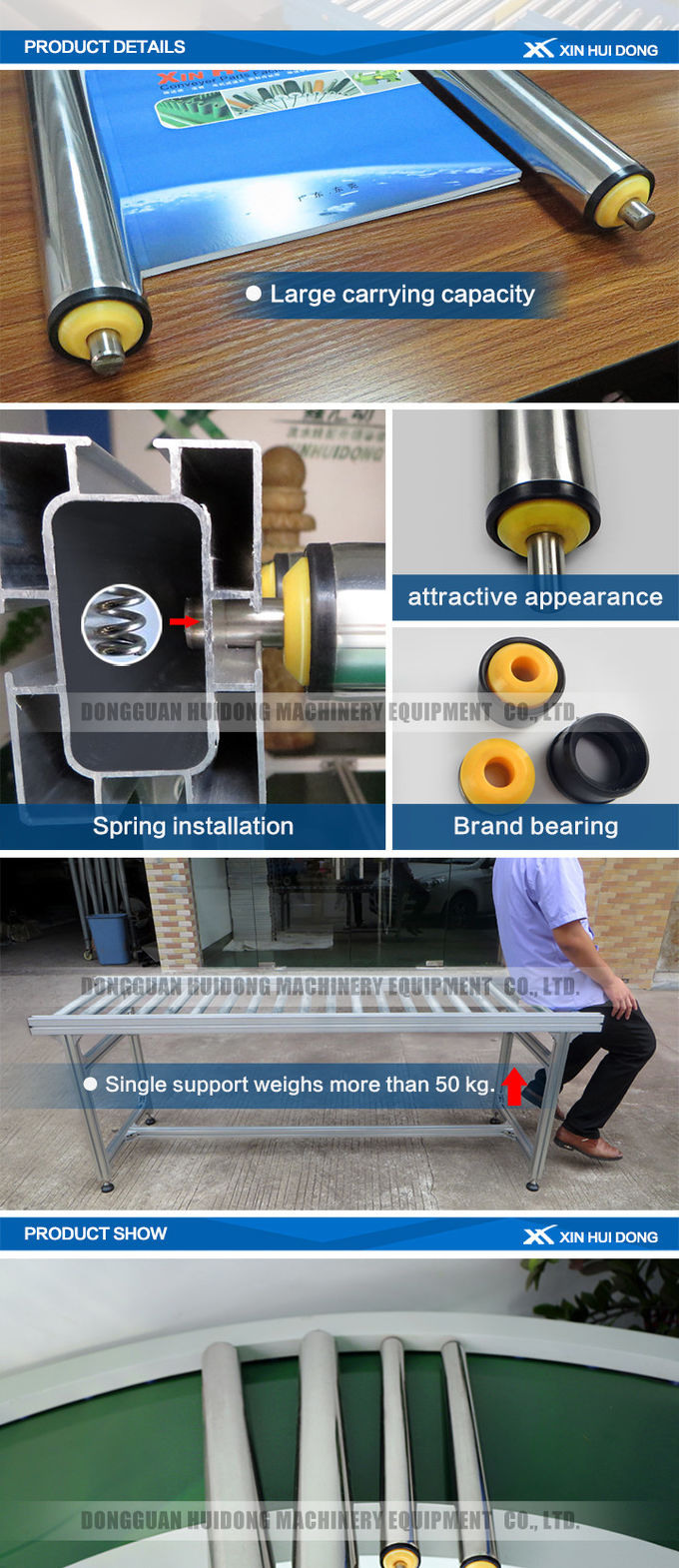 Flexible Gravity Roller Bed Conveyor , Lineshaft Pallet Roller Conveyor Fire Resistant