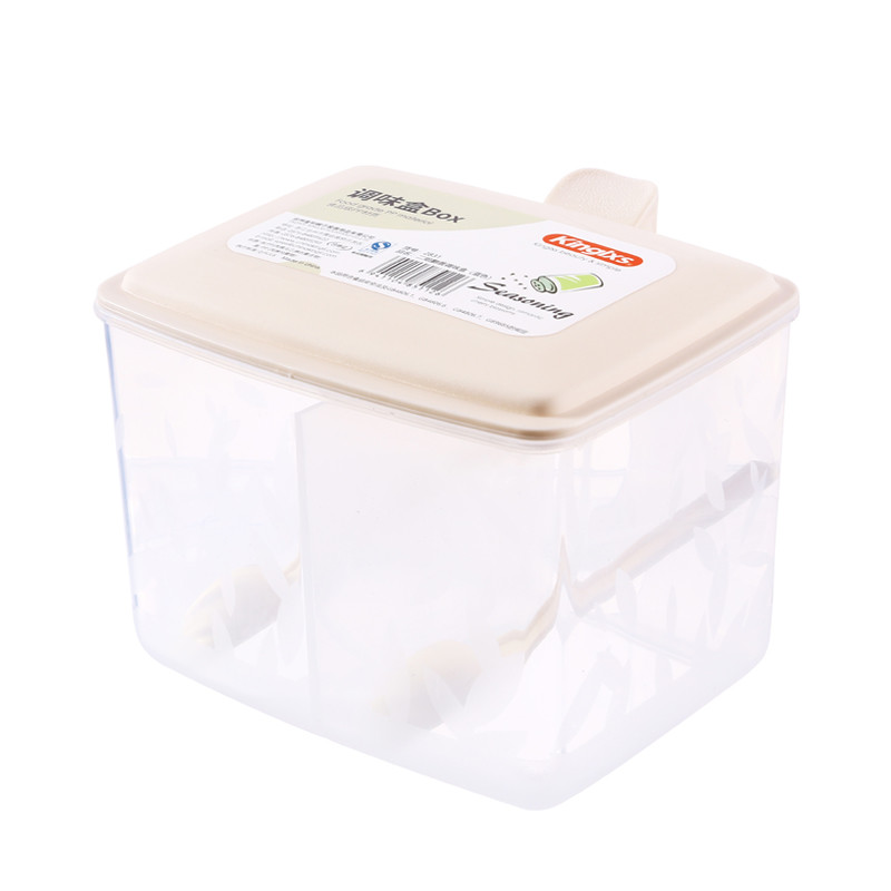 Salt Chicken Essence 2 Compartment Kitchen Seasoning Box With Spoon