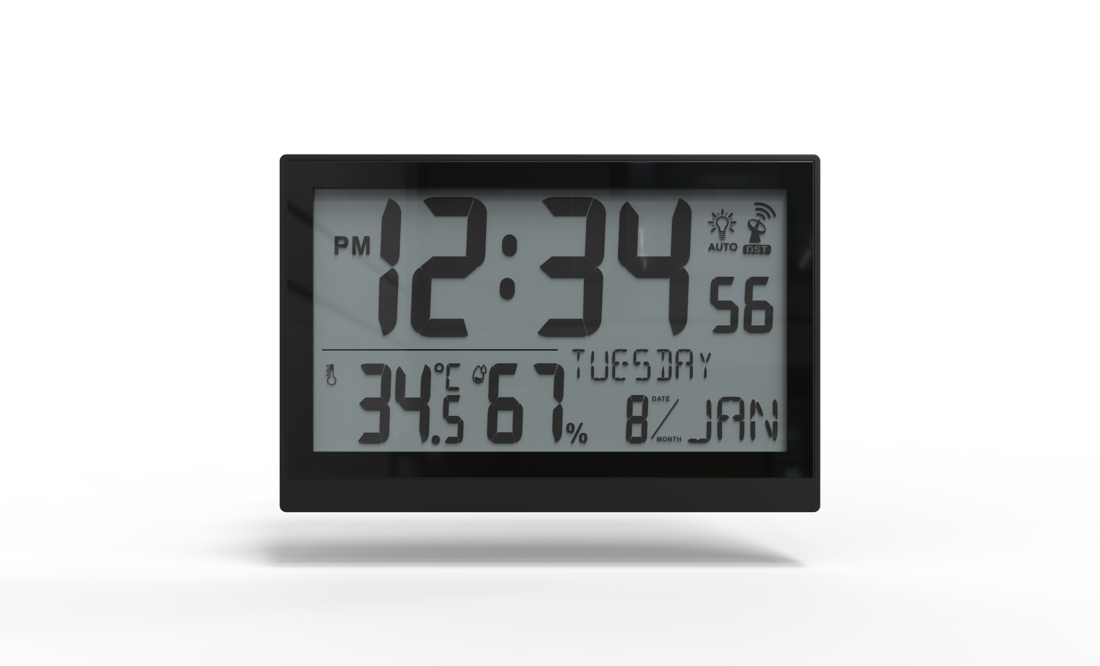 Function In-Out Temperature and Humidity RC Alarm Clock with LUMINOVA