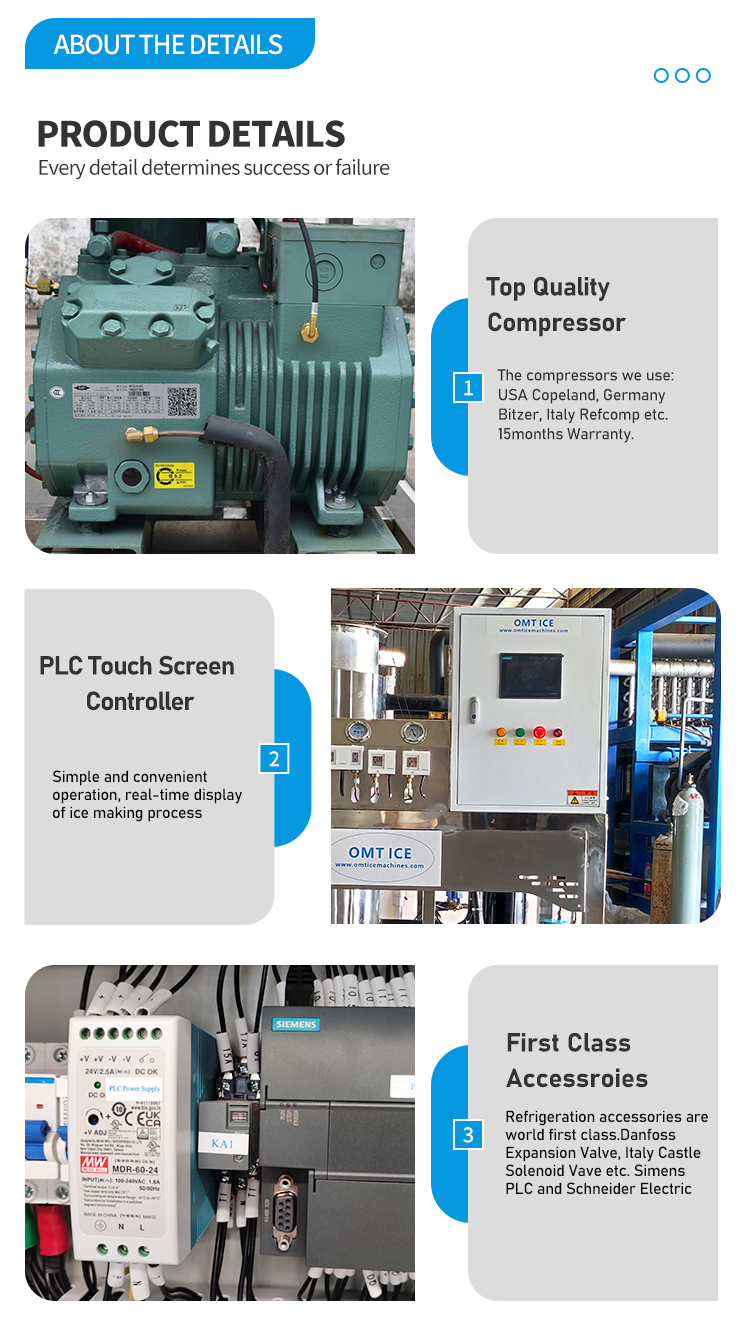 Large Ice Storage Capacity 1T Industrial Tube Ice Machine Maker with High Output and 1200*900*1600mm Size