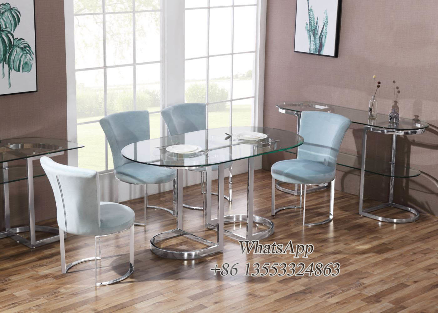 Contemporary Stainless Steel Dining Chairs with Velvet (YS-20)