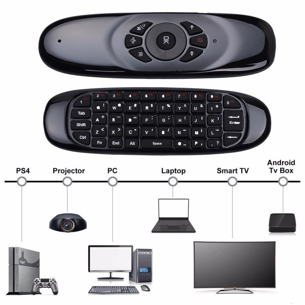 6 axes Gyroscope C120 2.4G Air Mouse Rechargeable Wireless Keyboard Remote Control for Android TV Box Computer English Version