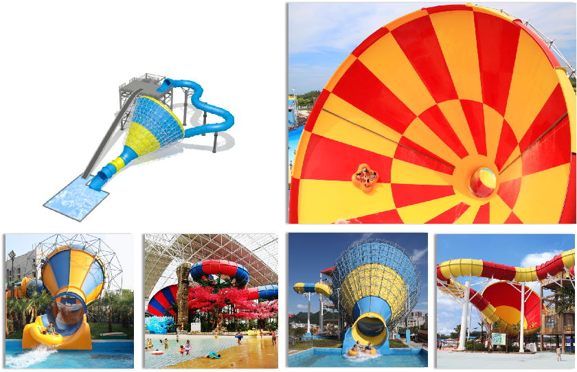 Commercial Trumpet Fiberglass Water Slides For Families / Water Amusement Park Rides