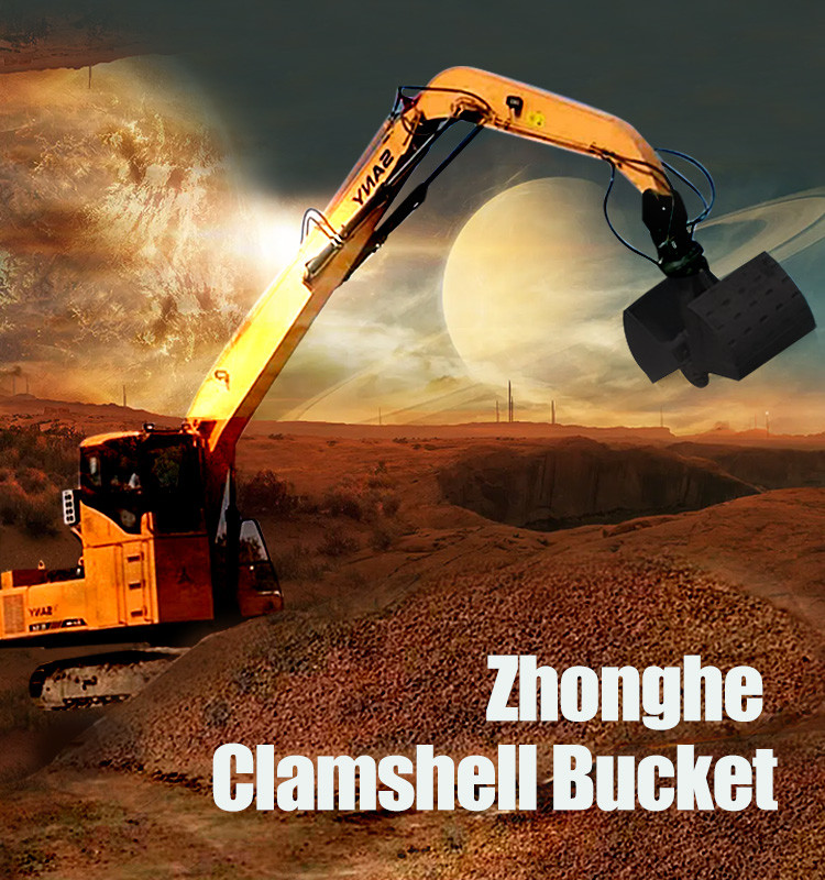 JS360LC PC360 Clamshell Excavator Bucket , Yellow Excavator Clam Bucket