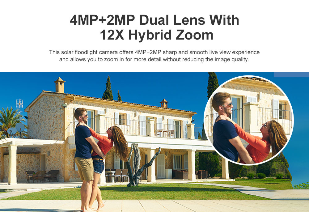 12X Zoom Solar Dual Linkage Cameras 2K 19200mAh Battery Powered Camera IP65