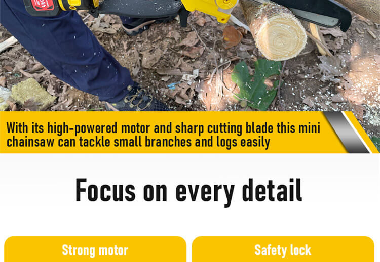Customized Brushless 8" Cordless Mini Chainsaw One-Hand Operated Lightweight Power Electric Chain Saw