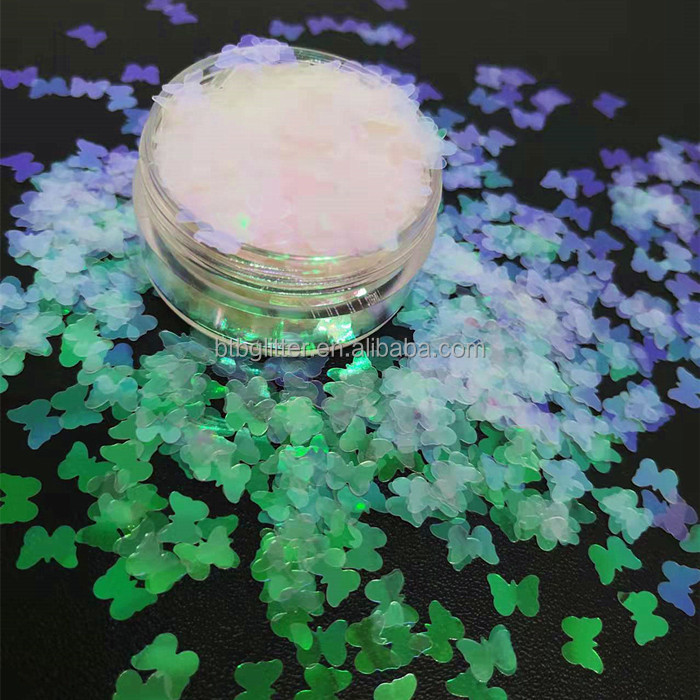 Rainbow Glitter Clutches Shaped Rainbow Polyester Sequin Material Shaped Flying Butterfly for Nail Art Body Face Craft