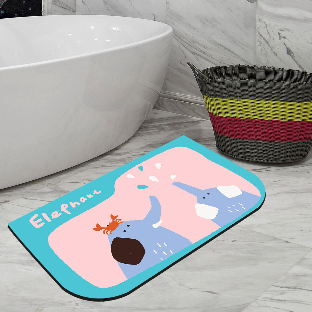 Technology Velvet Non Slip Bath Rug Water Absorption Anti Skid Floor Mat Half Round