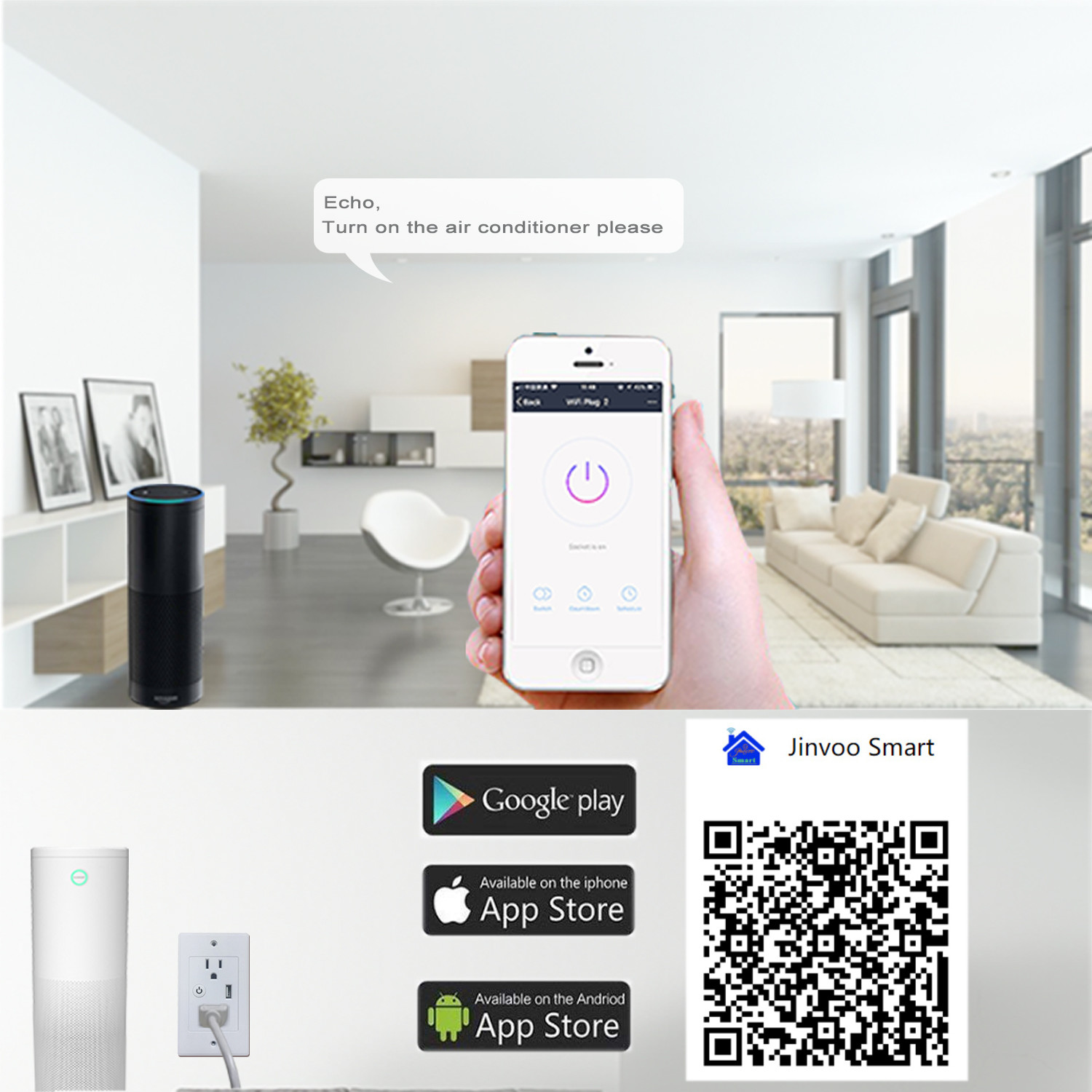 Wifi Smart Wall Outlet 2ac+1usb Us Standard Work With Google&Alexa voice Control
